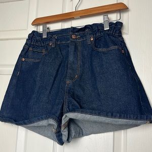 NEW loft  high waisted denim paper bag shorts